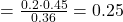 = \frac{ 0.2 \cdot 0.45 }{0.36} = 0.25 